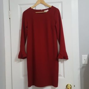 Neiman Marcus Long sleeved shift dress-Scarlet Red